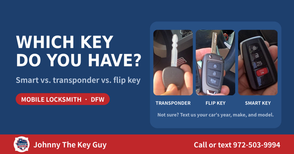 smart key vs. transponder key vs. flip key